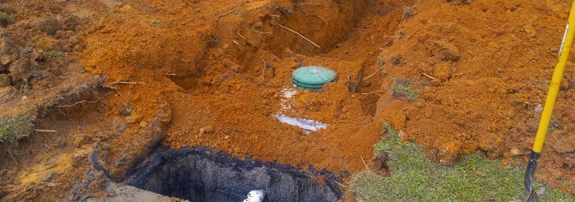 Excavation equipment on a septic job